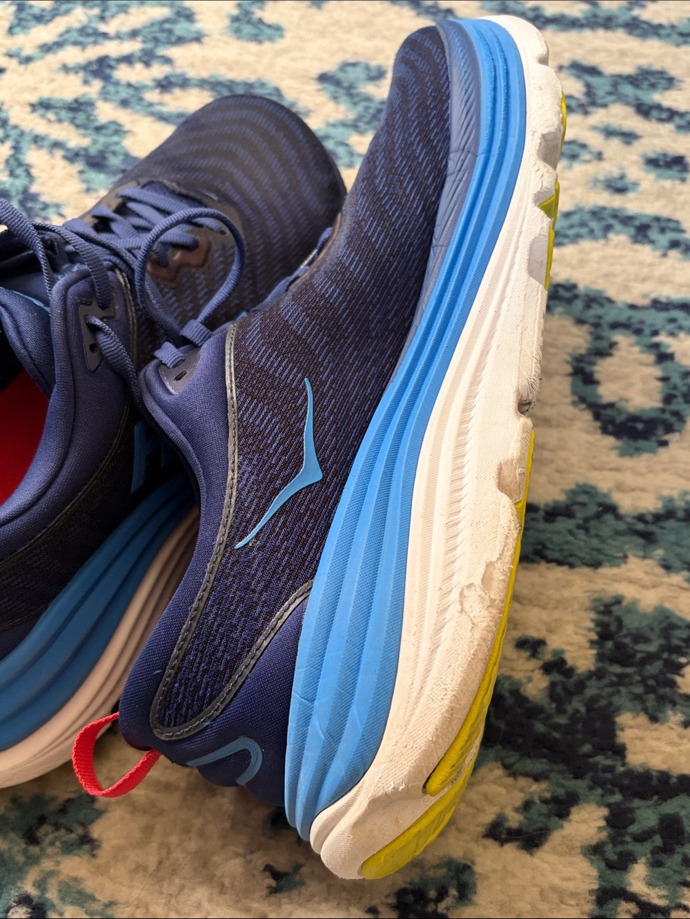 Hoka Gaviota 5 Navy with Bright Blue Accent Running Shoes - Picture 7 of 10
